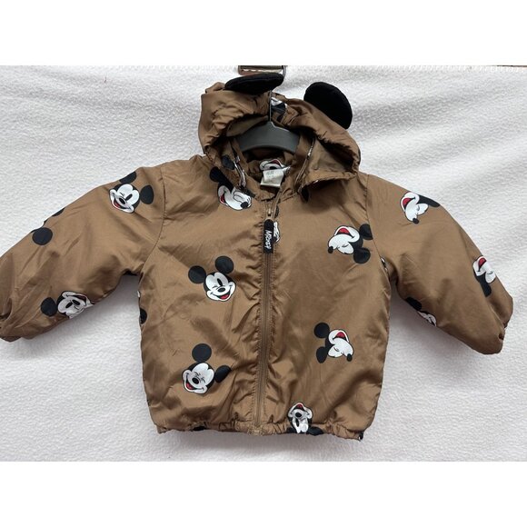 H&M Brown Mickey Mouse Hooded Jacket For Infants 6-9M - Picture 1 of 6